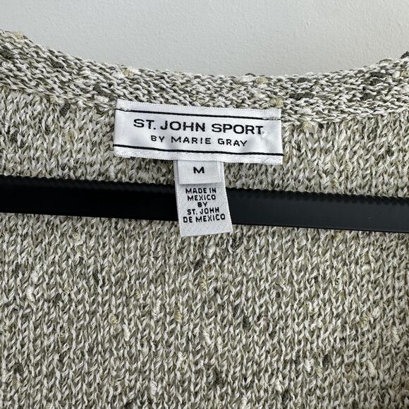 St John Sport Sweater Vest Womens Medium Gray Textured Knit Wool Boucle Tank Top - Picture 8 of 13